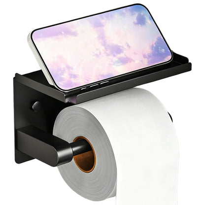 Matte Black Toilet Paper Holder with Shelf